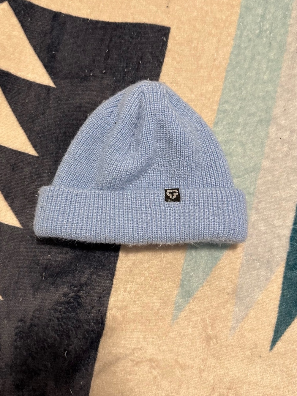 Light Blue Knit Beanie Hat with Logo